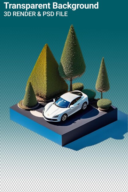 PSD psd 3d-illustration auto isoliert auf durchsichtigem hintergrund