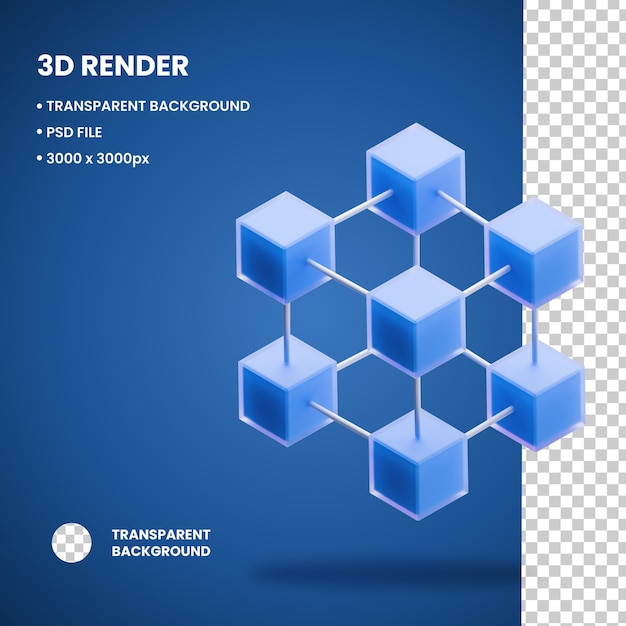 PSD 3d illustration Blockchain object