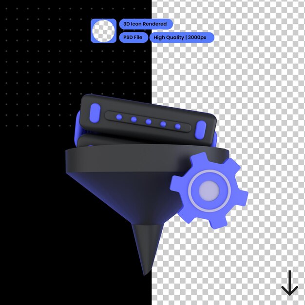 PSD psd 3d-illustration der datenfilterung