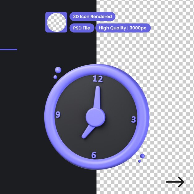 Psd 3d-illustration der uhr