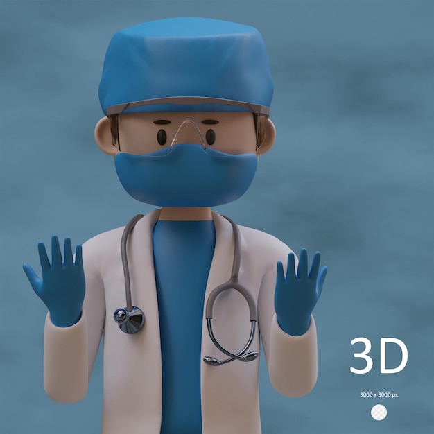 PSD 3D-Illustration des Chirurgen