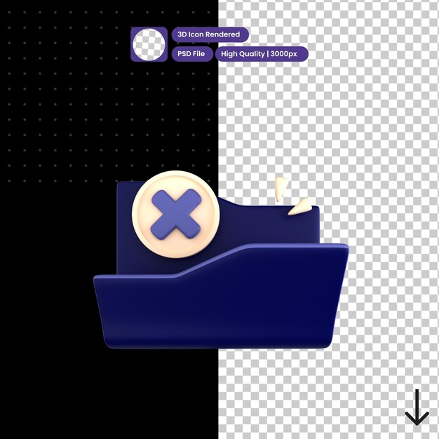 PSD psd 3d-illustration des leeren ordners