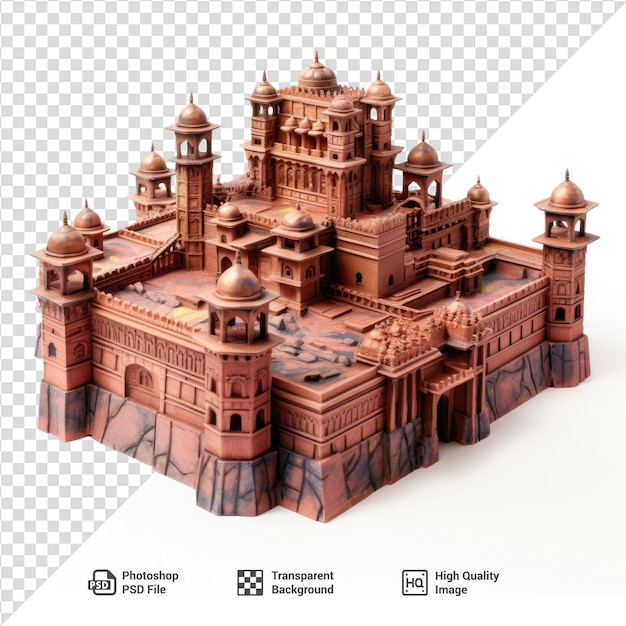 PSD psd 3d-illustration des wahrzeichens agra fort india, isoliert auf einem transparenten hintergrund