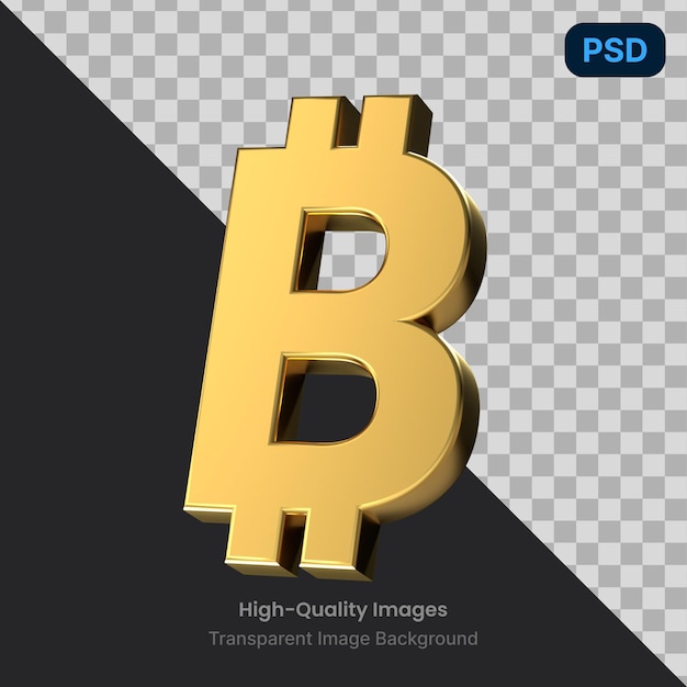 Psd 3D-Illustration eines BitCoin-Zeichens