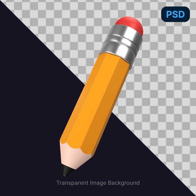 Psd 3d-illustration eines bleistifts