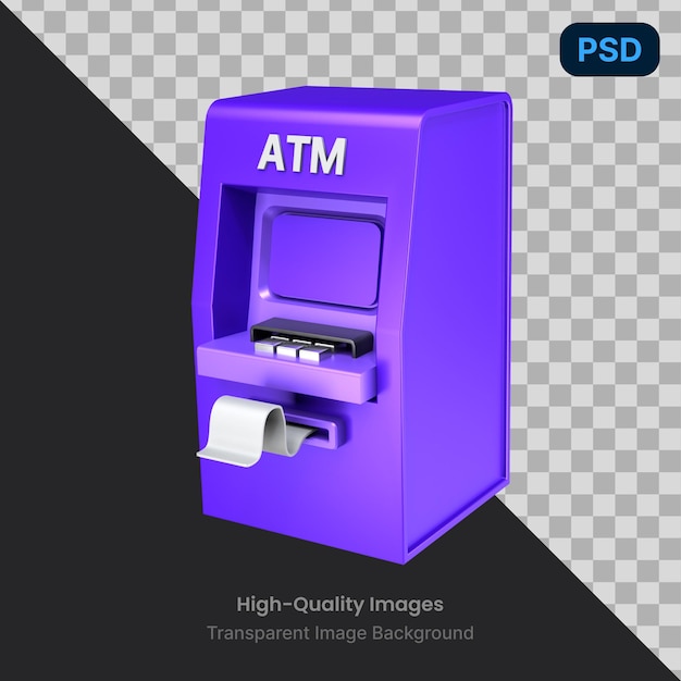 PSD psd 3d-illustration eines geldautomaten