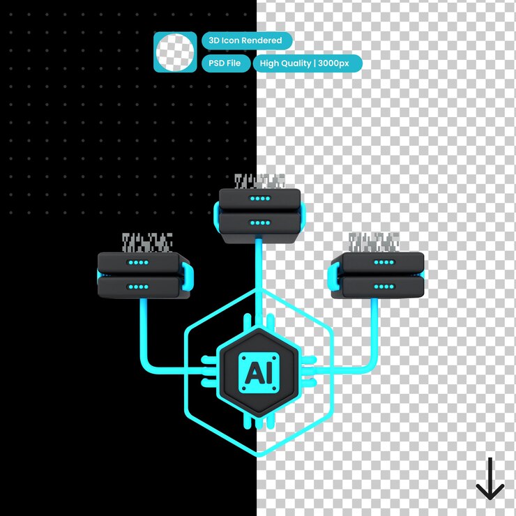 PSD psd 3d illustration of artificial intelligence process database