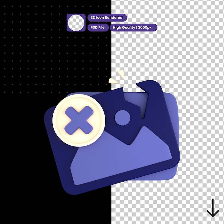 PSD psd 3d illustration of broken image