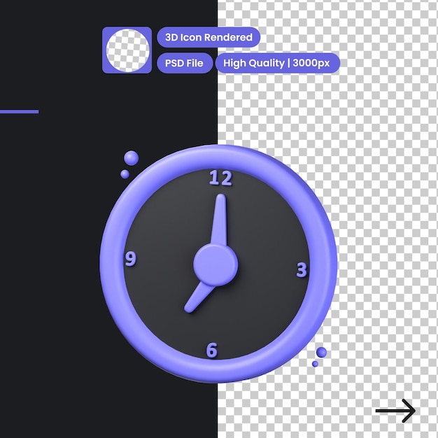 PSD 3d illustration of clock