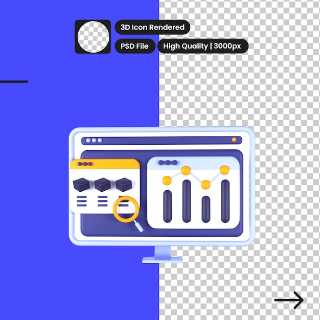psd 3d illustration of market research