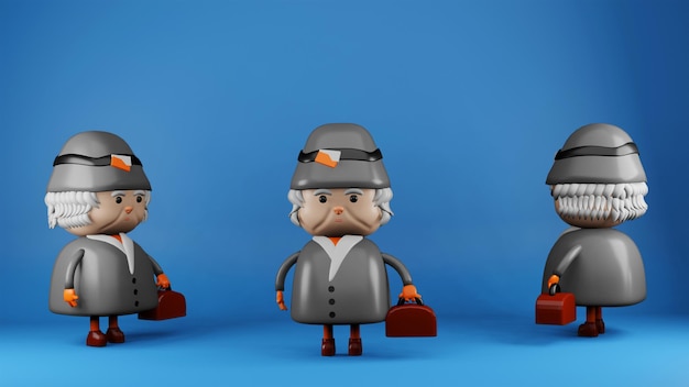 PSD 3d illustration of old lady