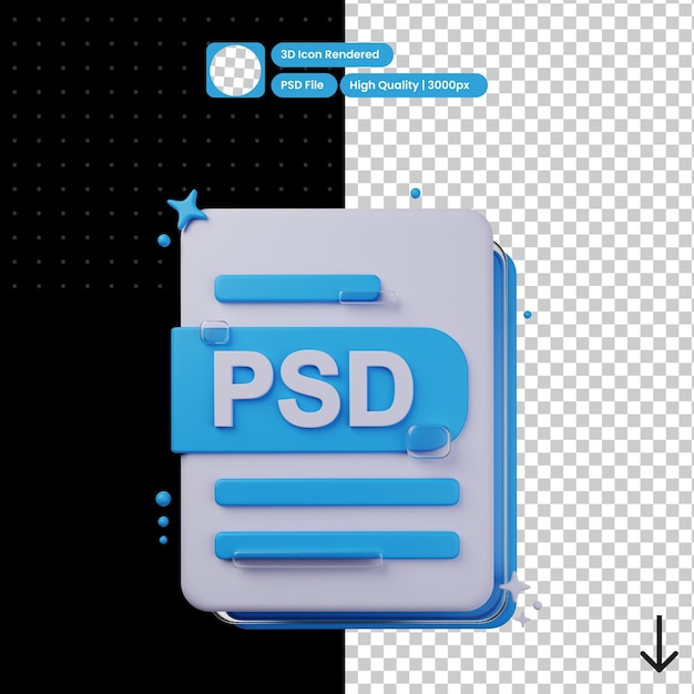 PSD 3D illustration of PSD format