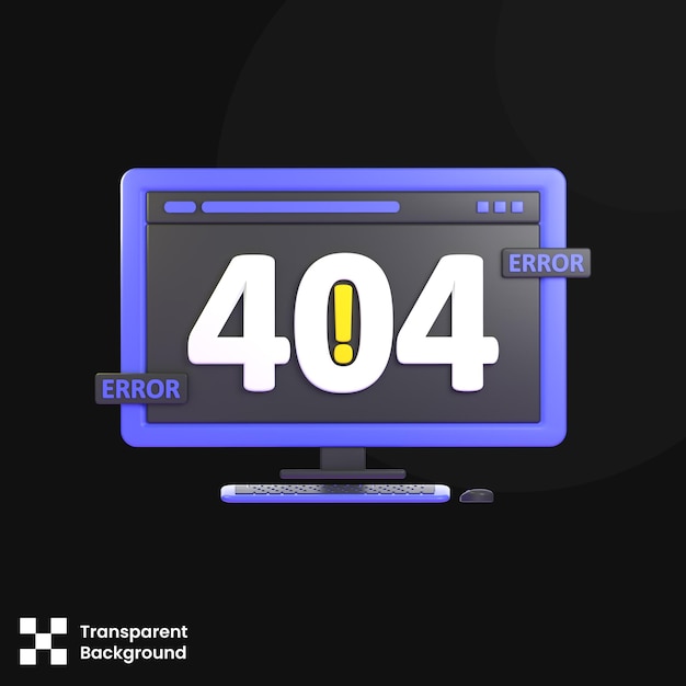 PSD 3D illustration of web error 404