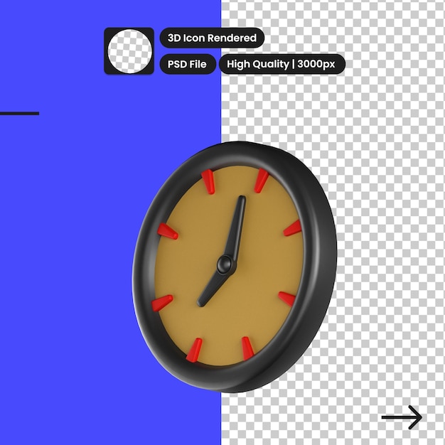 PSD 3d illustration of work clock