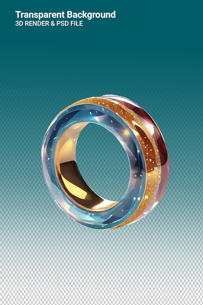 Psd 3d-illustration ring isoliert auf durchsichtigem hintergrund