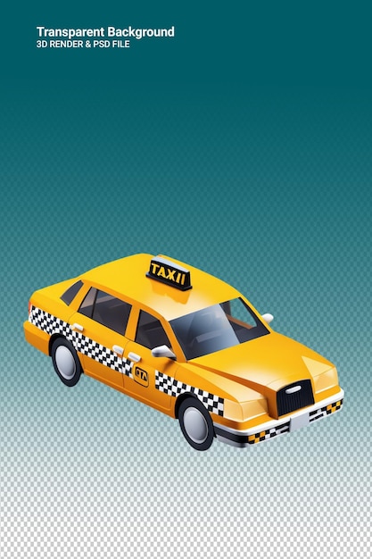 PSD psd 3d-illustration taxi isoliert auf durchsichtigem hintergrund