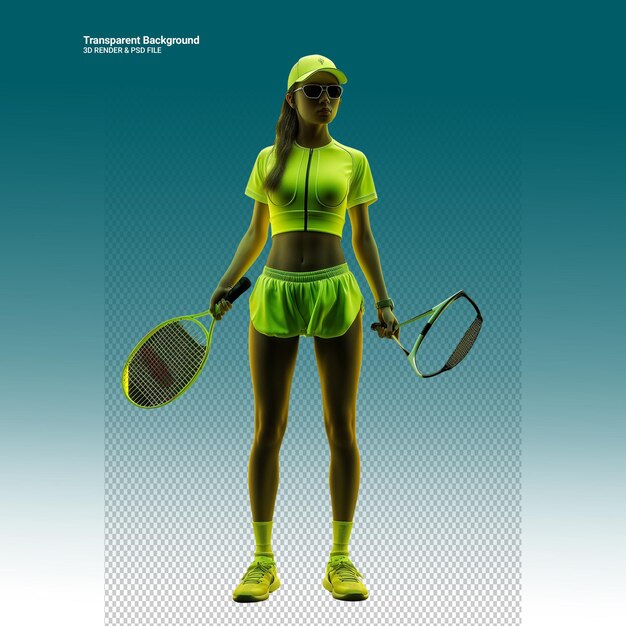 Psd 3d-illustration tennis-spieler isoliert auf durchsichtigem hintergrund