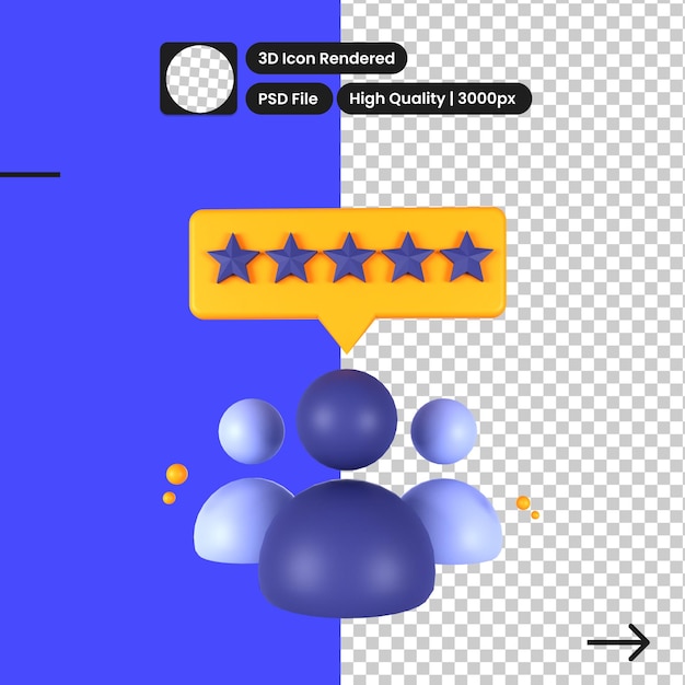 PSD 3D-Illustration von Kundenbewertungen