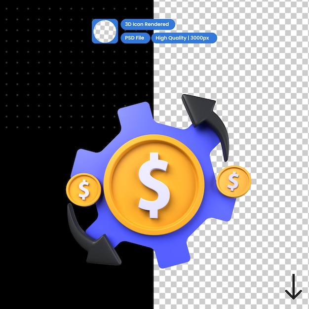 PSD 3D-Illustration von Zahlungsvorgängen