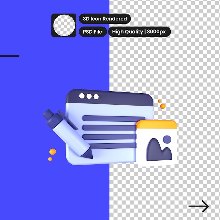 PSD psd 3d ilustración de contenido