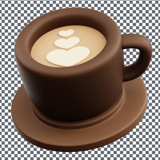 PSD 3D Kaffeebecher-Symbol auf isoliertem und transparenten Hintergrund