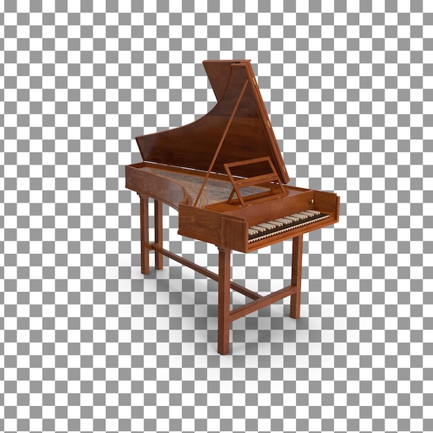 PSD 3D-Klavier auf isolierter und transparenter Hintergrund