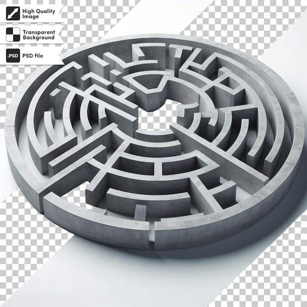 PSD 3d laberinto con renderización de un laberinto en un fondo transparente con capa de máscara editable