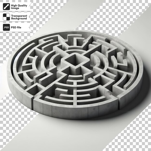 PSD 3d laberinto con renderización de un laberinto en un fondo transparente con capa de máscara editable