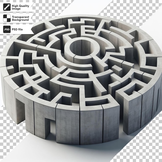 PSD 3d laberinto con renderización de un laberinto en un fondo transparente con capa de máscara editable