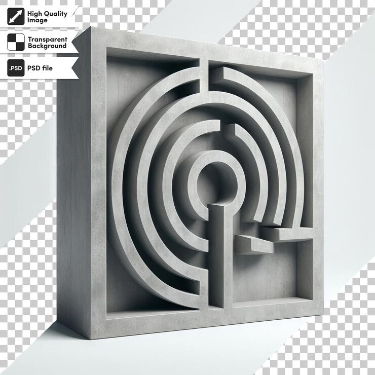 PSD psd 3d laberinto con renderización de un laberinto en un fondo transparente con capa de máscara editable