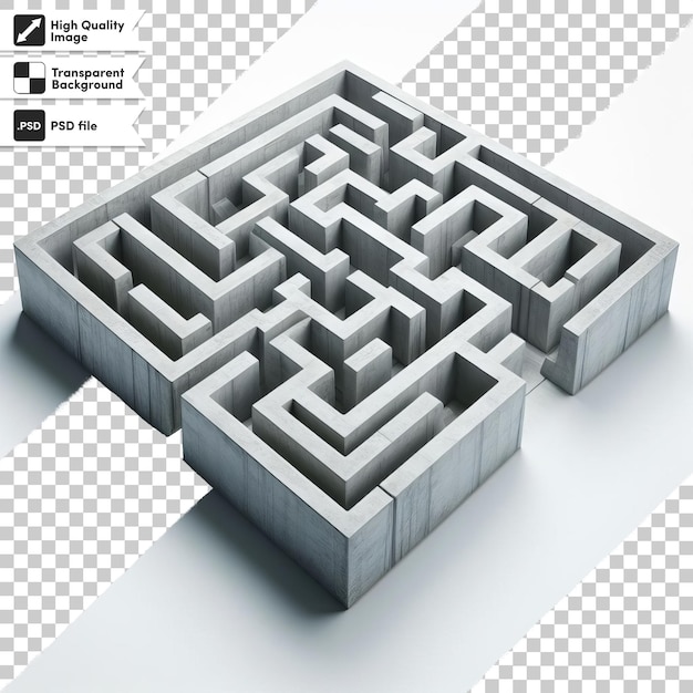 PSD 3d laberinto con renderización de un laberinto en un fondo transparente con capa de máscara editable