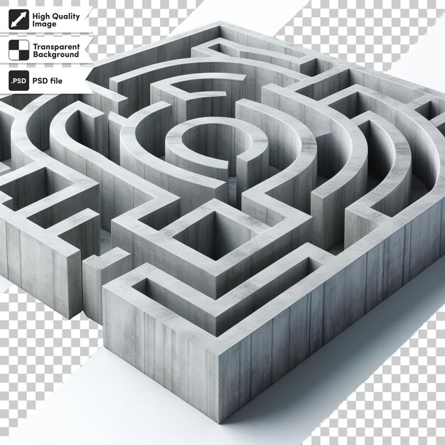 PSD 3d laberinto con renderización de un laberinto en un fondo transparente con capa de máscara editable