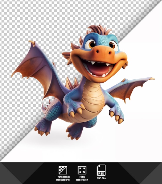 PSD psd 3d lindo dragón sobre fondo transparente