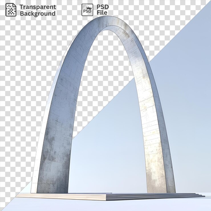 PSD psd 3d model of the gateway arch against a clear blue sky