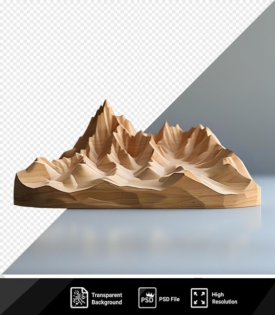 Psd 3d-modell der atlas-berge auf einem transparenten hintergrund gegen eine graue wand