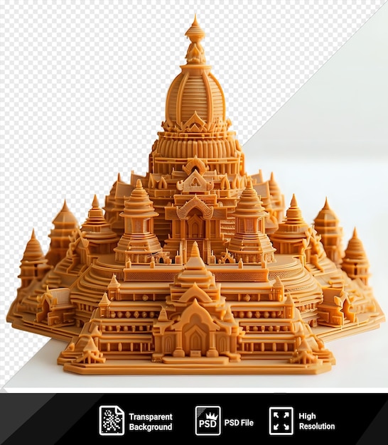 Psd 3d-modell der bagan-tempel mit einem großen gebäude und einem kleineren gebäude