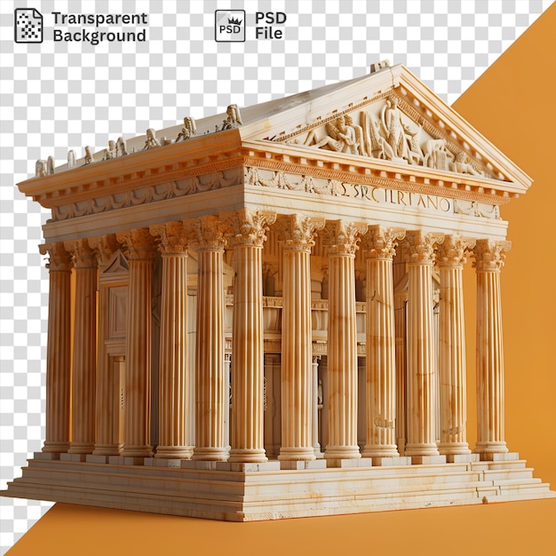 Psd 3d-modell des pantheon-gebäudes mit weißem dach