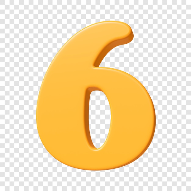 PSD 3d number 6 on transparent background
