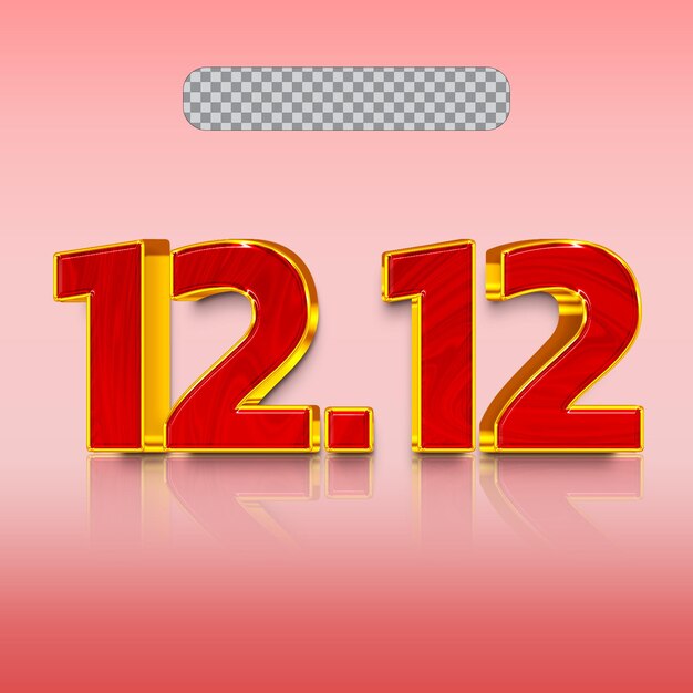 PSD 3d Número 1212 representa la colección con el color rojo