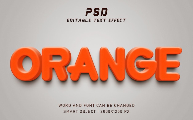 PSD le psd 3d orange est le style d'effet de texte.