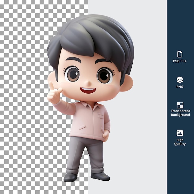 PSD psd 3d personagem de desenho animado masculino apontando