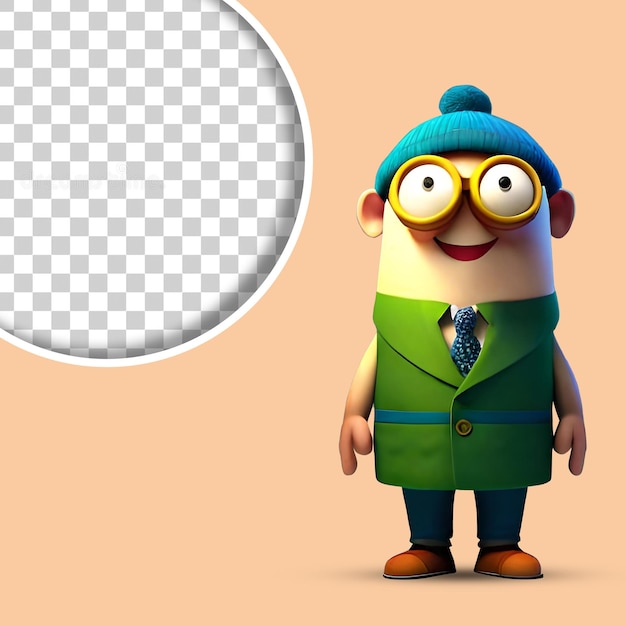 PSD 3d personagem masculino ilustração 3D de um desenho animado em pé