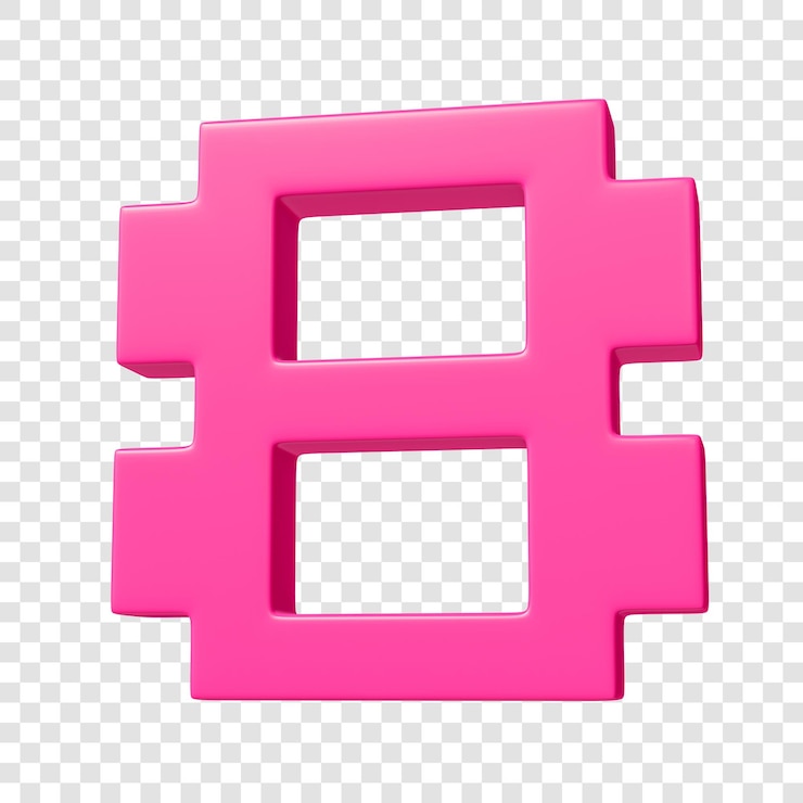 PSD psd 3d píxel rosa número 8 en un fondo transparente