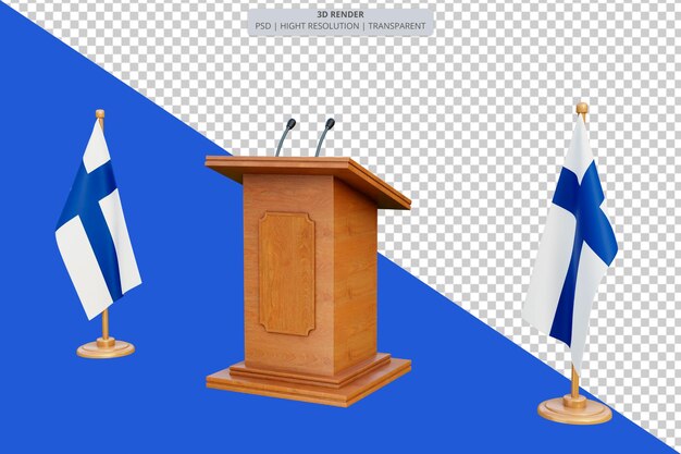 PSD psd 3d pódio da eleição presidencial da finlândia com bandeira