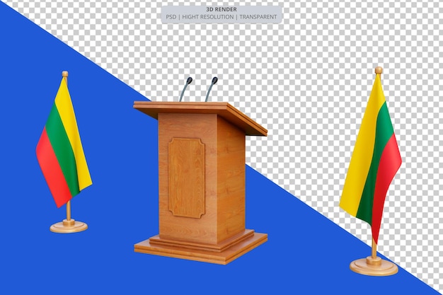 Psd 3d podio de elecciones presidenciales de lituania con bandera