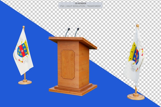 Psd 3d podio de elecciones presidenciales de san bartolomé con bandera