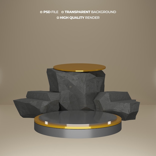 PSD 3D podium display for cosmetic product and package presentation