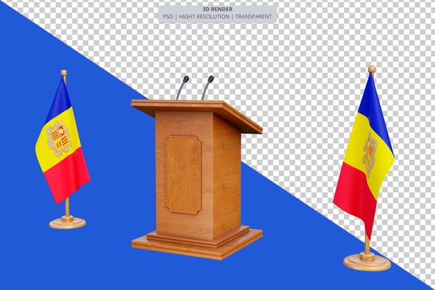 Psd 3d Podium De L'élection Présidentielle D'andorre Avec Drapeau