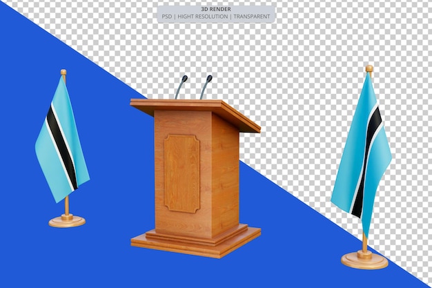 Psd 3d Podium De L'élection Présidentielle Du Botswana Avec Drapeau