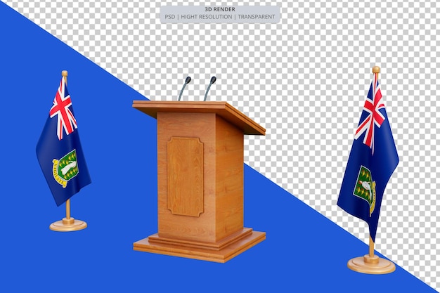 Psd 3d Podium De L'élection Présidentielle Des îles Vierges Britanniques Avec Drapeau